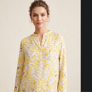 NWT H&M Yellow Floral Button Down Blouse - Size 2